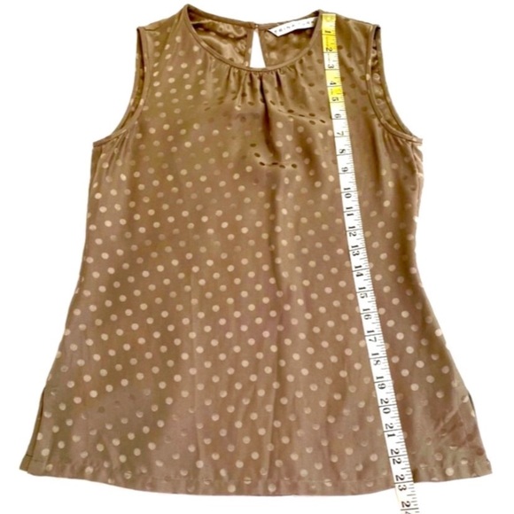 Trina Turk Taupe Brown Silk Sleeveless Polka Dot Top, Size XS (Please See Below) - Picture 7 of 12
